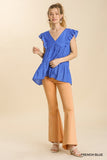 Tiered Ruffle Babydoll Top, Blue