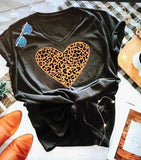 Leopard Heart Graphic Tee Shirt