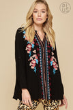 savanna jane Floral Embroidered Tunic, Black unit by andree