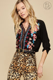 Floral Embroidered Tunic, Black