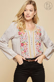 unit by andree embroidered pearl top