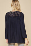 Embroidered Gypsy Tunic, Navy