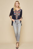 Embroidered Gypsy Tunic, Navy