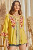 andree by unit / savanna jane south beach embroidered top marigold