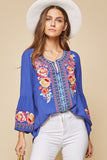 South Beach Embroidered Top, Royal