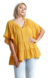 Mandarin Tiered Ruffle Top umgee usa