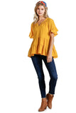 Mandarin Tiered Ruffle Top umgee usa