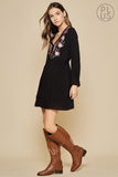 Embroidered Button Up Tunic Dress