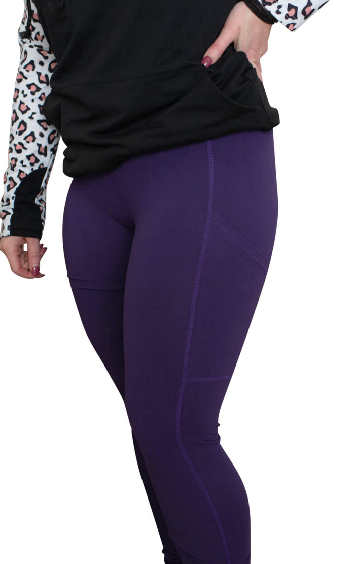 Casual Solid Regular Violet Purple Plus Size Leggings (Women's)