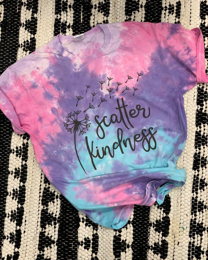 Scatter Kindness Tie Dye Graphic Tee Shirt