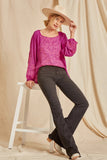 Tonal Embroidered Blouse, Magenta