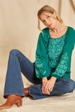 Tonal Embroidered Blouse, Teal