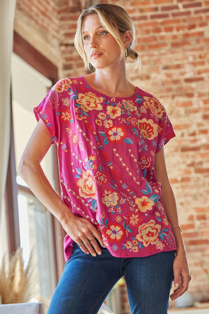 Andree by unit / Savanna Jane Floral Embroidered Dolman Sleeve Top – Violet  Skye Boutique