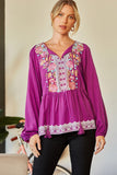 andree by unit / savanna jane Embroidered Peplum Blouse tunic top