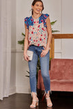 Contrasting Floral Print Blouse