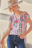 Floral Embroidered Printed Top