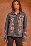 ANDREE BY UNIT / SAVANNA Floral Embroidered Denim Jacket