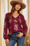 andree by unit / savanna jane Floral Embroidered Peasant blouse