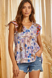 Andree by unit / Savanna Jane Floral Embroidered Pom Pom Top