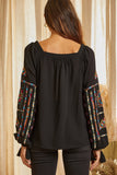 Embroidered Square Neck Top