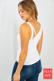 Strappy Neck Ribbed Tank Top, Off White