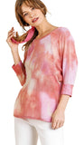 umgee tie dye waffle knit top