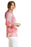Tie Dye Waffle Knit Top, Peach
