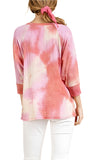 Tie Dye Waffle Knit Top, Peach
