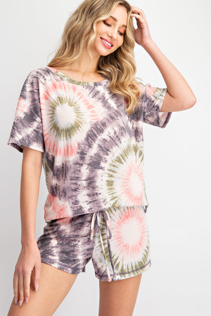 143 story don't worry be happy tie dye lounge set