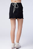 Lacing Denim Mini Skirt, Vintage Black
