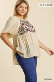 Floral Embroidered Babydoll Top