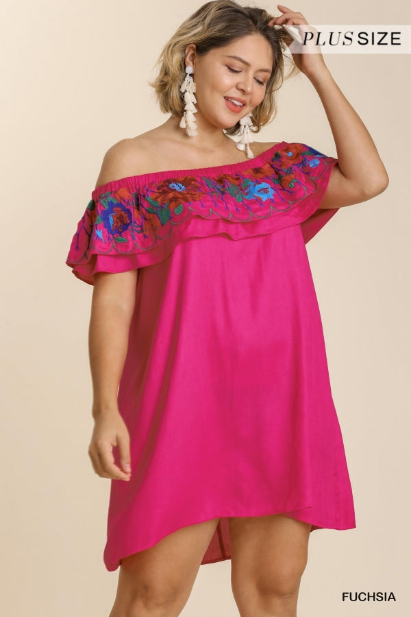 umgee usa Floral Embroidered Ruffled Dress, Fuchsia Violet Skye Boutique umgee usa Floral Embroidered Ruffled Dress, Fuchsia Violet Skye Boutique