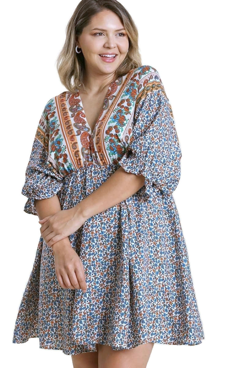 umgee usa Mixed Print Dress Violet Skye Boutique