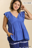 Tiered Ruffle Babydoll Top, Blue